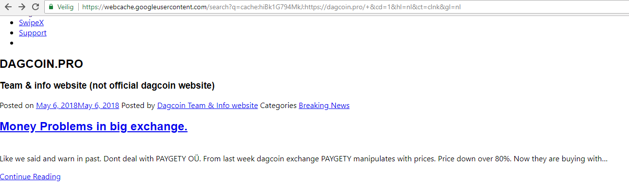 Screenshot van Dagcoin.pro over Paygety